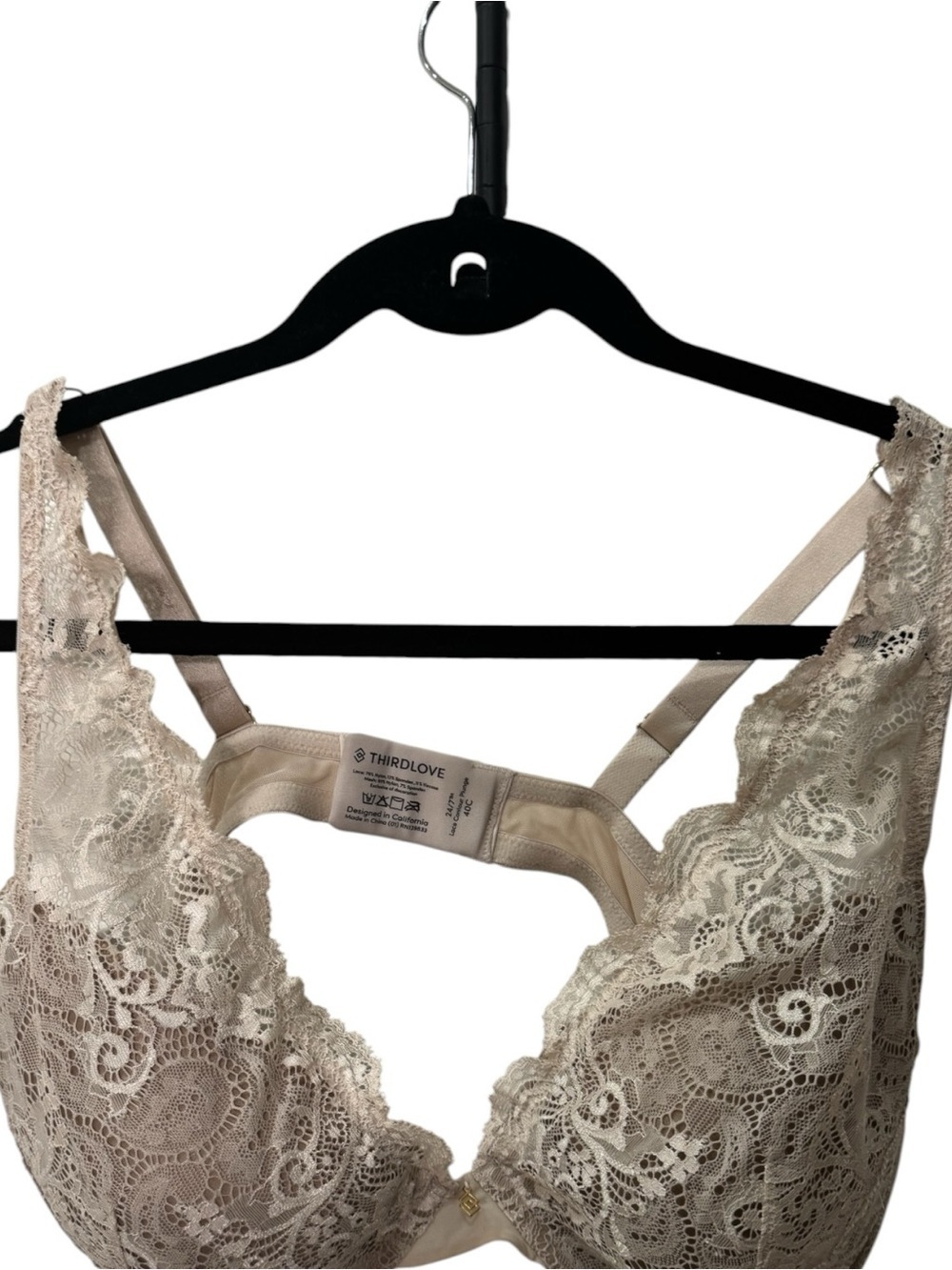 ThirdLove 24/7 Lace Plunge Bra in Ivory Beige